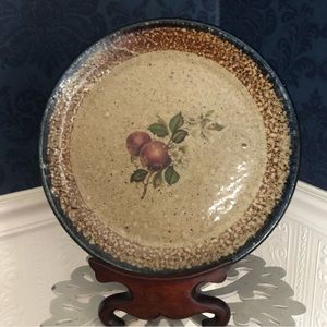 Monroe Salt Works salt glazed stoneware pottery apple blossom 11” dinner plate